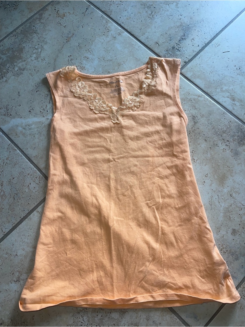 White Stag Peach Lace-Trim Sleeveless Tank Top
